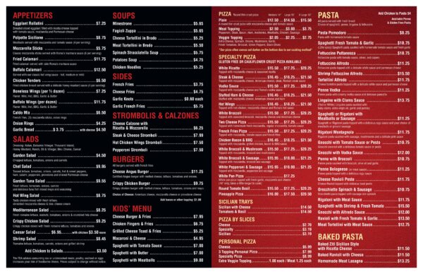 A menu of a restaurant with prices and price list.